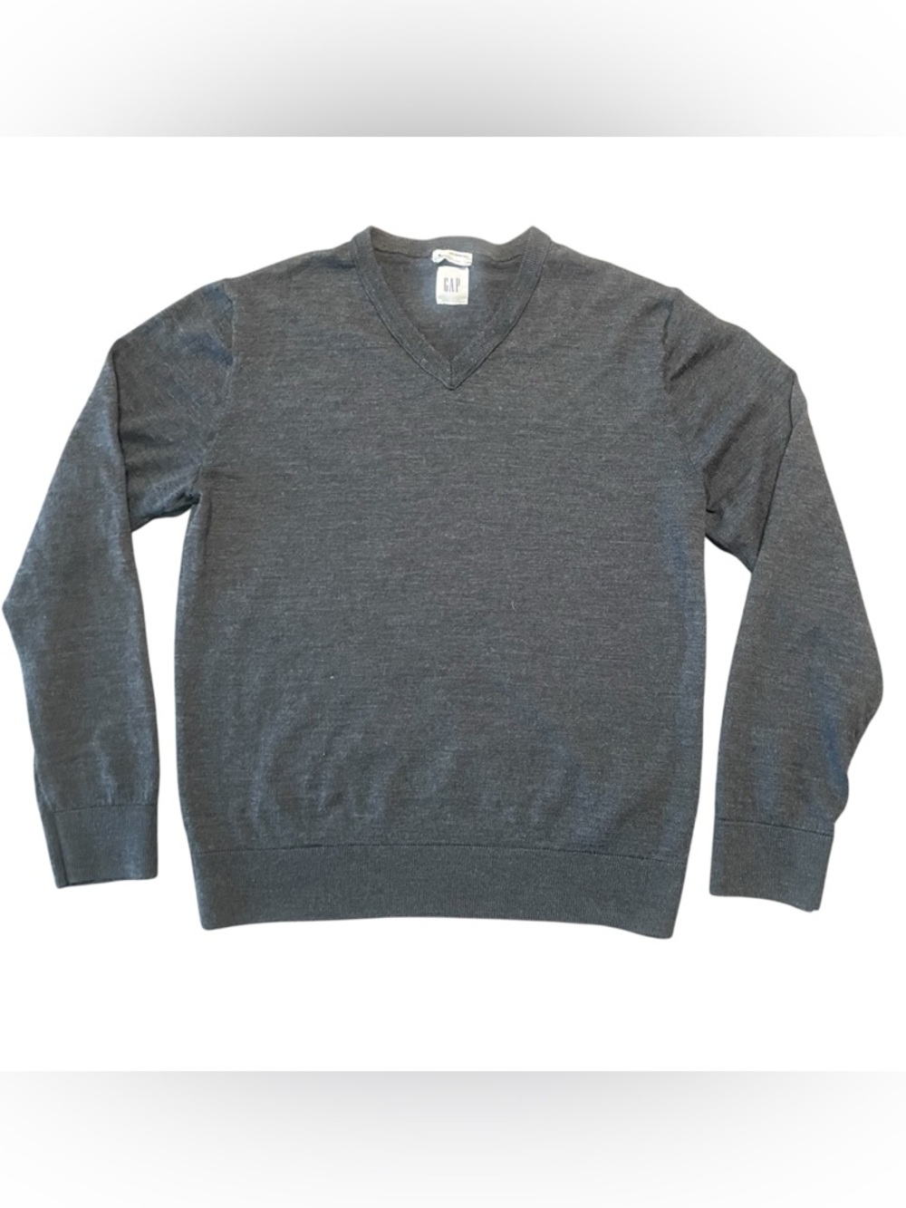 Gap Merino Wool Sweater Womens Medium M Charcoal Grey V Neck Minimalist Capsule